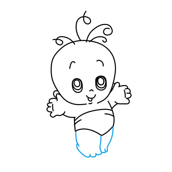 Hướng dẫn vẽ em bé có những sợi tóc trên đầu - Bước 5