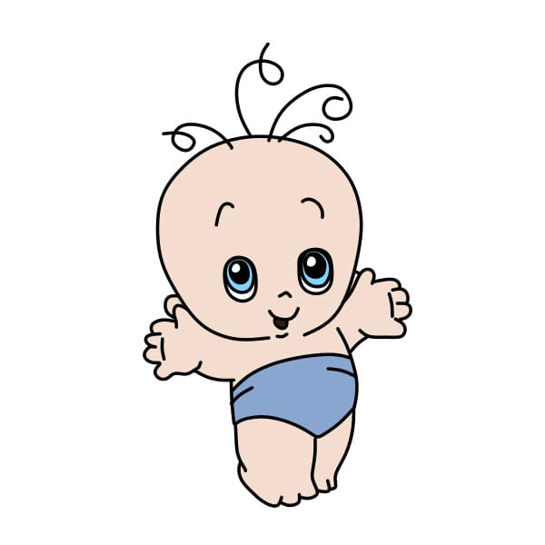 Hướng dẫn vẽ em bé có những sợi tóc trên đầu