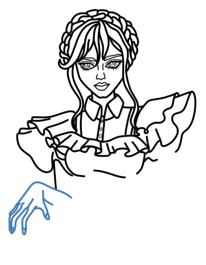 Hướng dẫn vẽ chi tiết Wednesday addams đang nhảy. - Bước 10