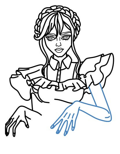 Hướng dẫn vẽ chi tiết Wednesday addams đang nhảy. - Bước 11