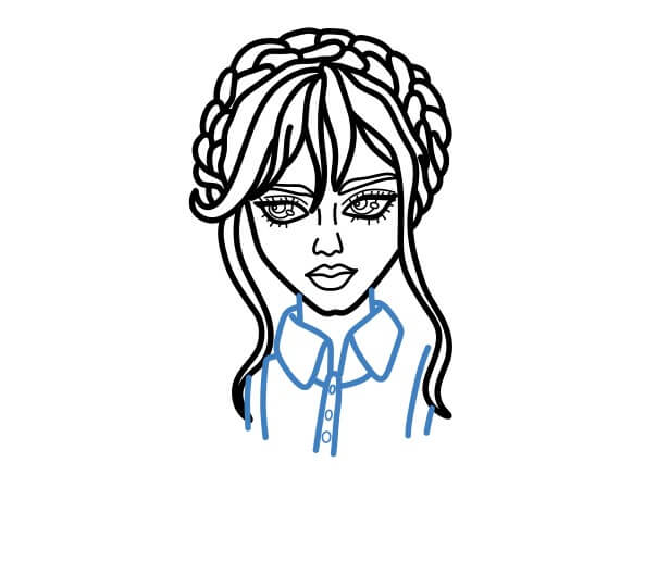 Hướng dẫn vẽ chi tiết Wednesday addams đang nhảy. - Bước 5