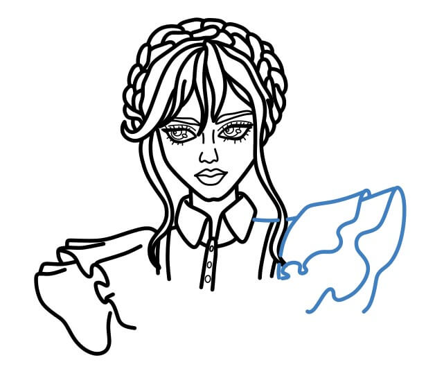 Hướng dẫn vẽ chi tiết Wednesday addams đang nhảy. - Bước 7