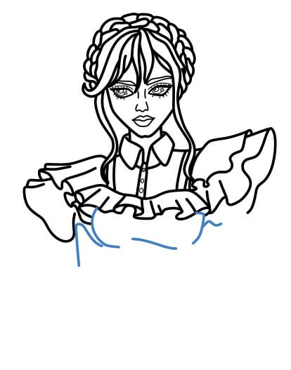 Hướng dẫn vẽ chi tiết Wednesday addams đang nhảy. - Bước 9