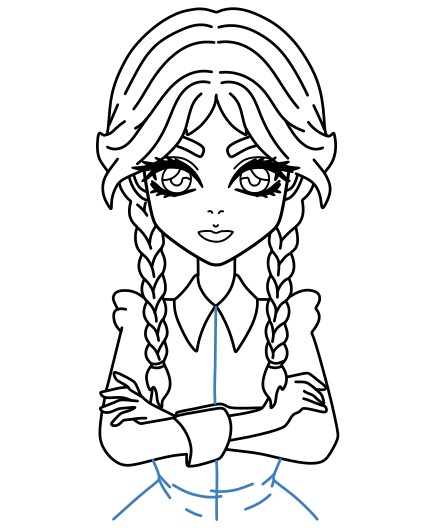 Hướng dẫn vẽ Wednesday addams lạnh lùng. - Bước 10