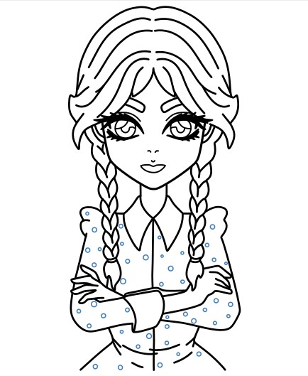 Hướng dẫn vẽ Wednesday addams lạnh lùng. - Bước 11