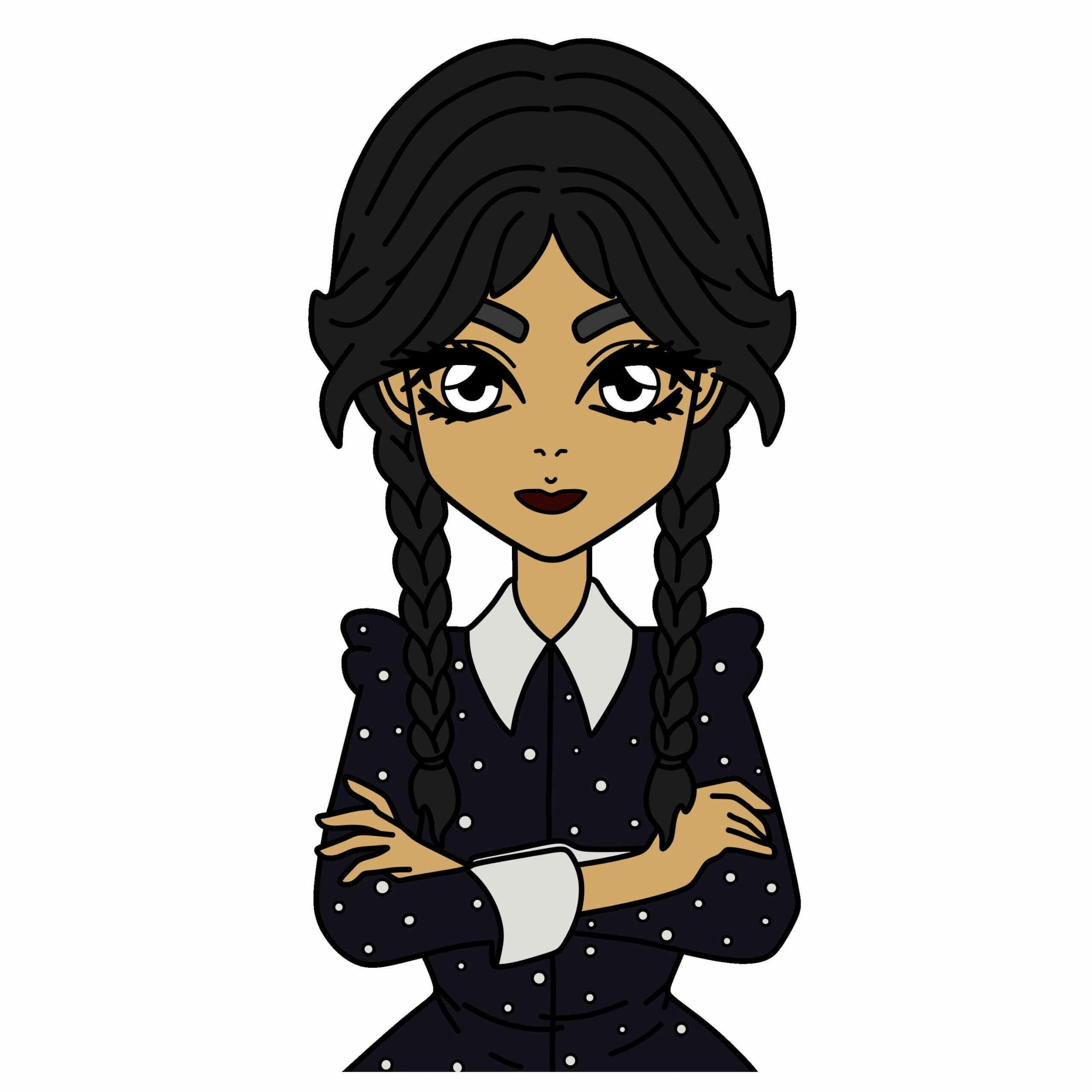 Hướng dẫn vẽ Wednesday addams lạnh lùng. - Bước 12