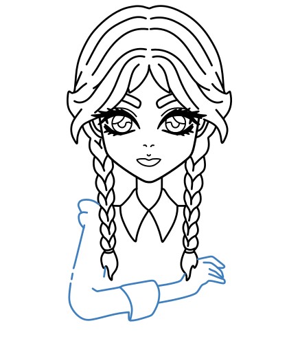 Hướng dẫn vẽ Wednesday addams lạnh lùng. - Bước 8