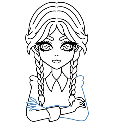Hướng dẫn vẽ Wednesday addams lạnh lùng. - Bước 9