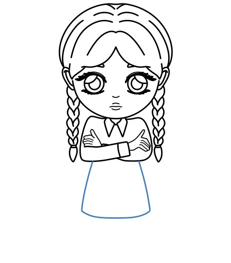 Hướng dẫn vẽ Wednesday addams đáng yêu. - Bước 10