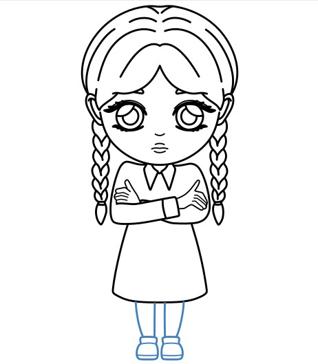 Hướng dẫn vẽ Wednesday addams đáng yêu. - Bước 11