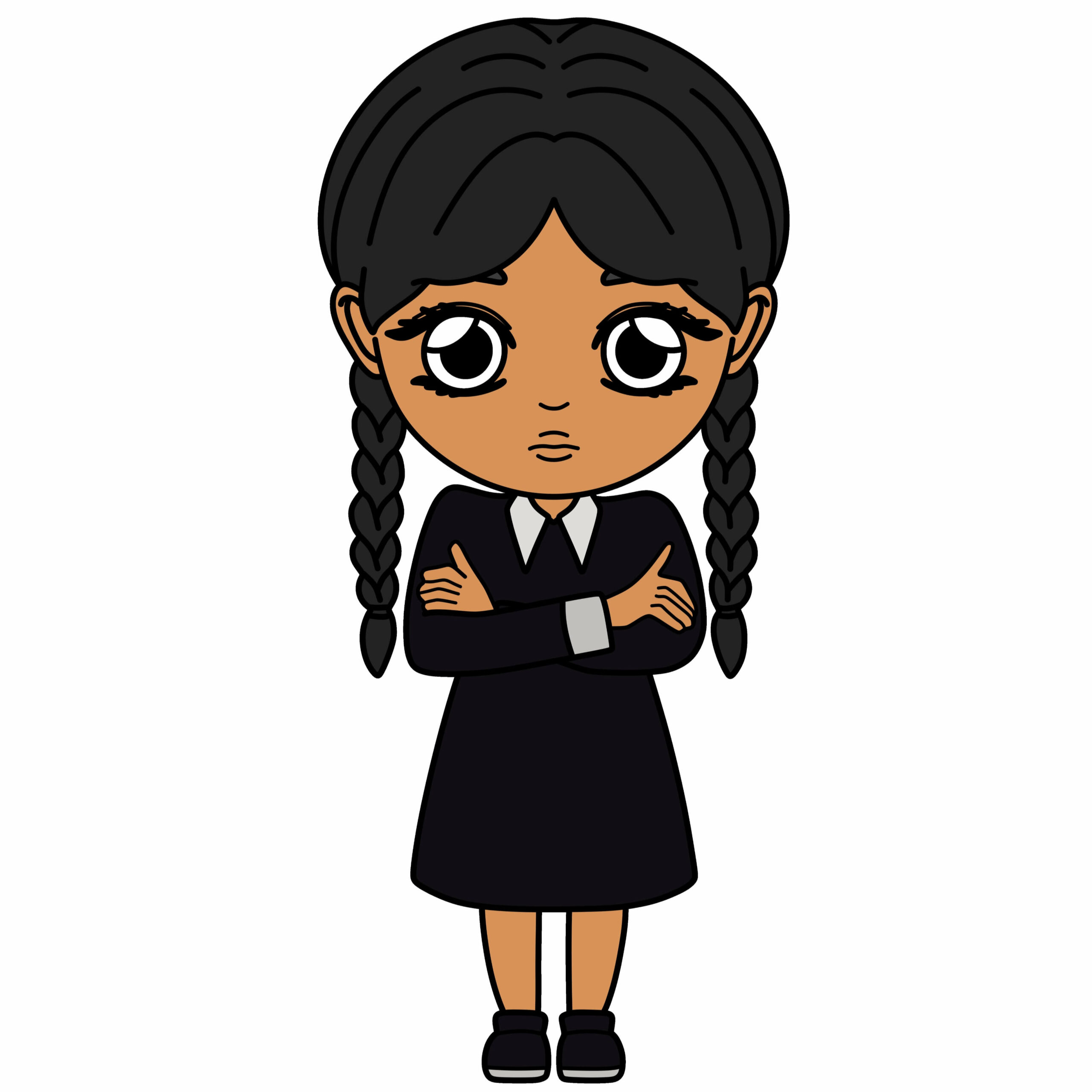 Hướng dẫn vẽ Wednesday addams đáng yêu. - Bước 12