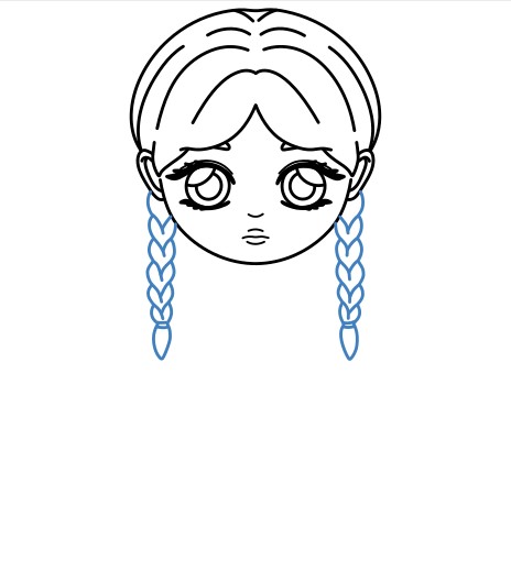 Hướng dẫn vẽ Wednesday addams đáng yêu. - Bước 7