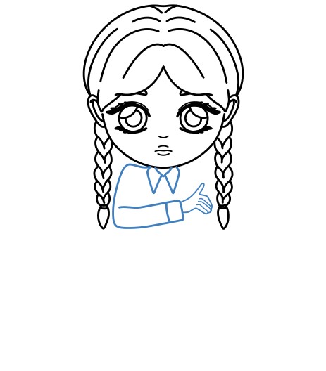 Hướng dẫn vẽ Wednesday addams đáng yêu. - Bước 8