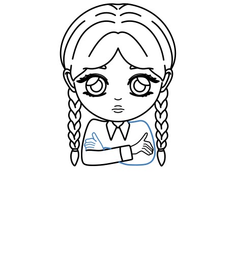 Hướng dẫn vẽ Wednesday addams đáng yêu. - Bước 9