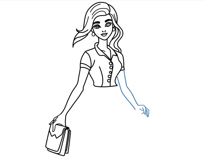 Hướng dẫn vẽ Barbie đang đi chơi - Bước 10