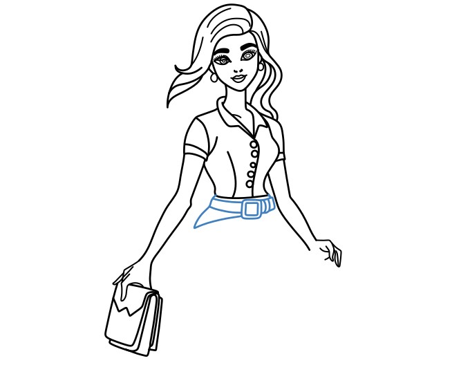 Hướng dẫn vẽ Barbie đang đi chơi - Bước 11