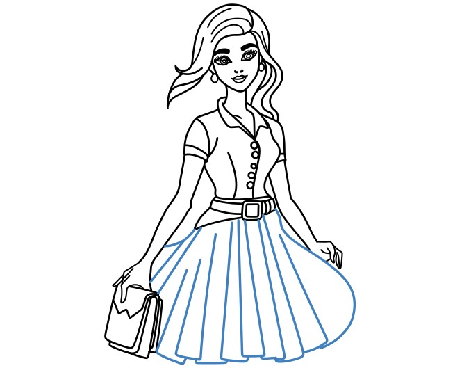 Hướng dẫn vẽ Barbie đang đi chơi - Bước 12