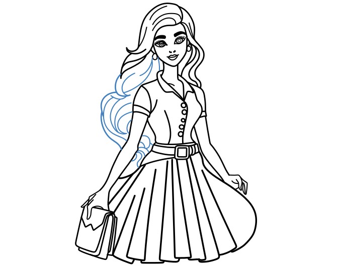 Hướng dẫn vẽ Barbie đang đi chơi - Bước 13