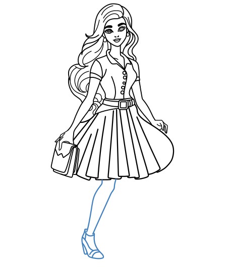 Hướng dẫn vẽ Barbie đang đi chơi - Bước 14