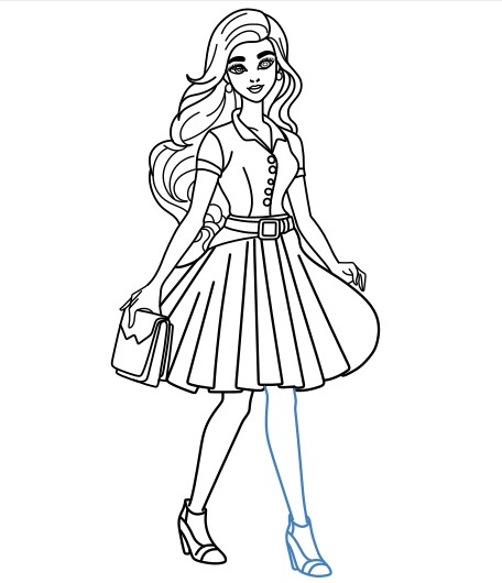 Hướng dẫn vẽ Barbie đang đi chơi - Bước 15