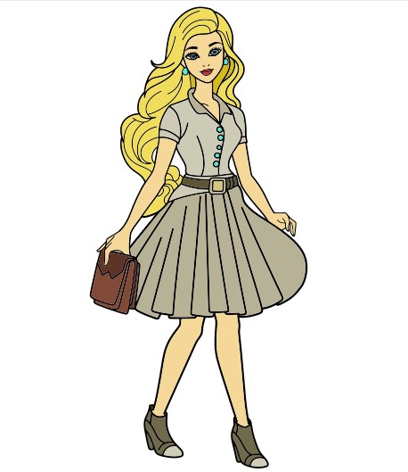 Hướng dẫn vẽ Barbie đang đi chơi - Bước 16