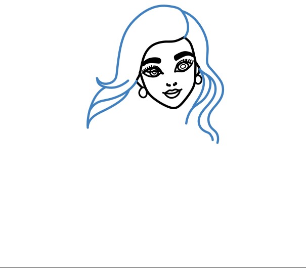 Hướng dẫn vẽ Barbie đang đi chơi - Bước 4