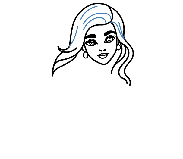 Hướng dẫn vẽ Barbie đang đi chơi - Bước 5