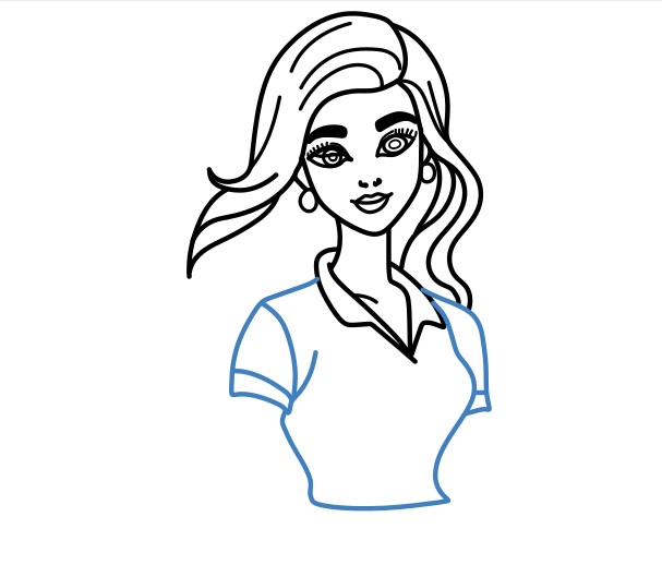 Hướng dẫn vẽ Barbie đang đi chơi - Bước 7