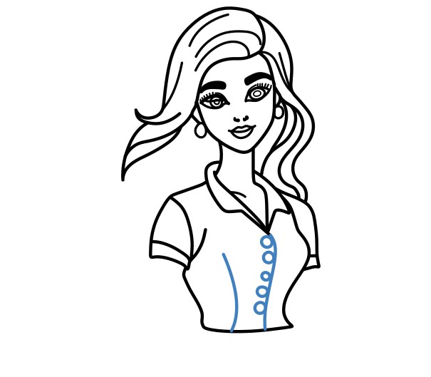 Hướng dẫn vẽ Barbie đang đi chơi - Bước 8