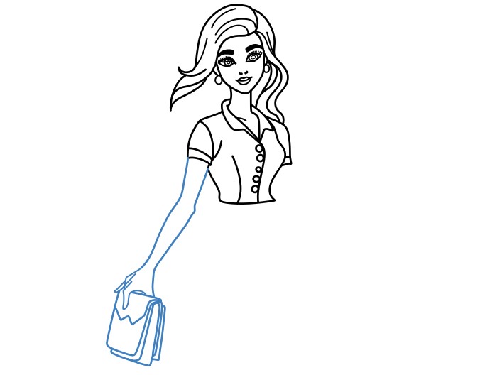 Hướng dẫn vẽ Barbie đang đi chơi - Bước 9