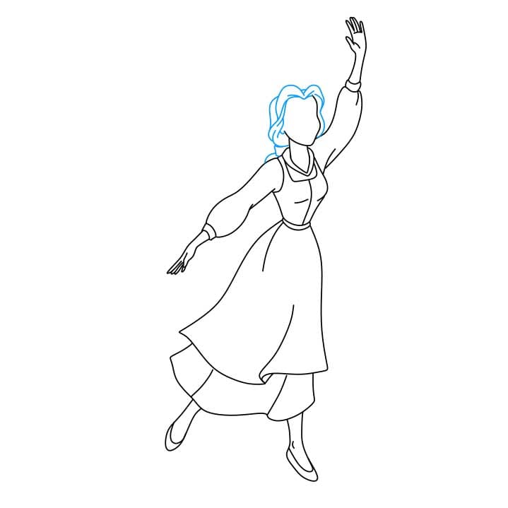 Hướng dẫn cách vẽ công chúa Belle xinh đẹp và đơn giản cho bé - Bước 4