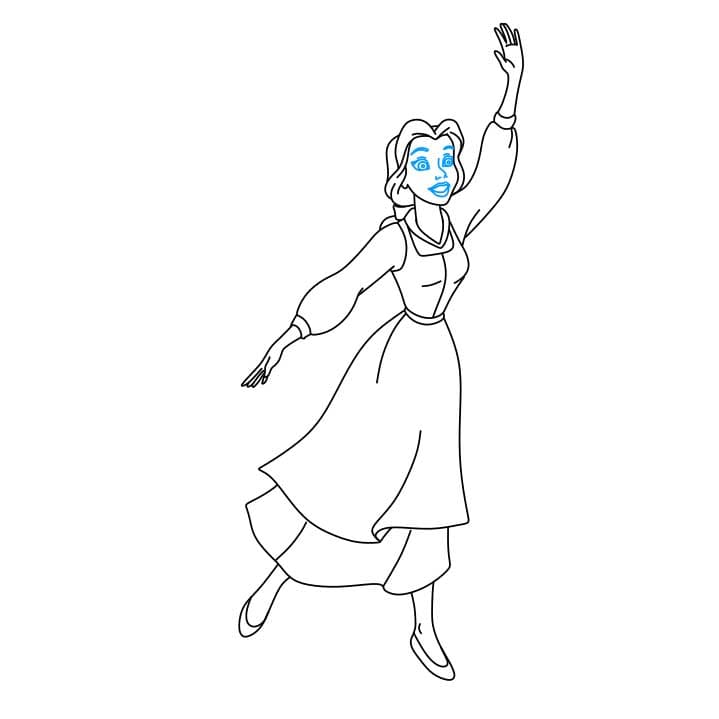 Hướng dẫn cách vẽ công chúa Belle xinh đẹp và đơn giản cho bé - Bước 5