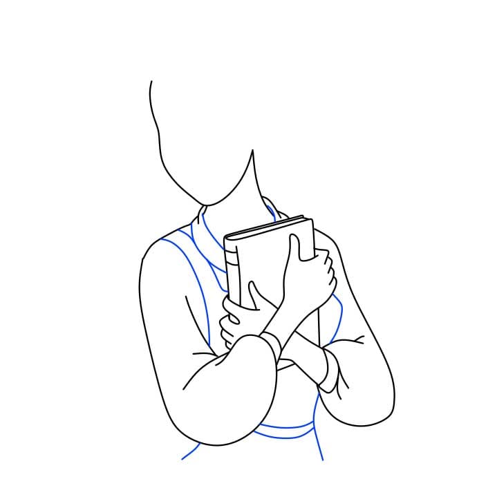 Hướng dẫn vẽ dễ dàng : công chúa Belle đang cầm cuốn sách - Bước 5