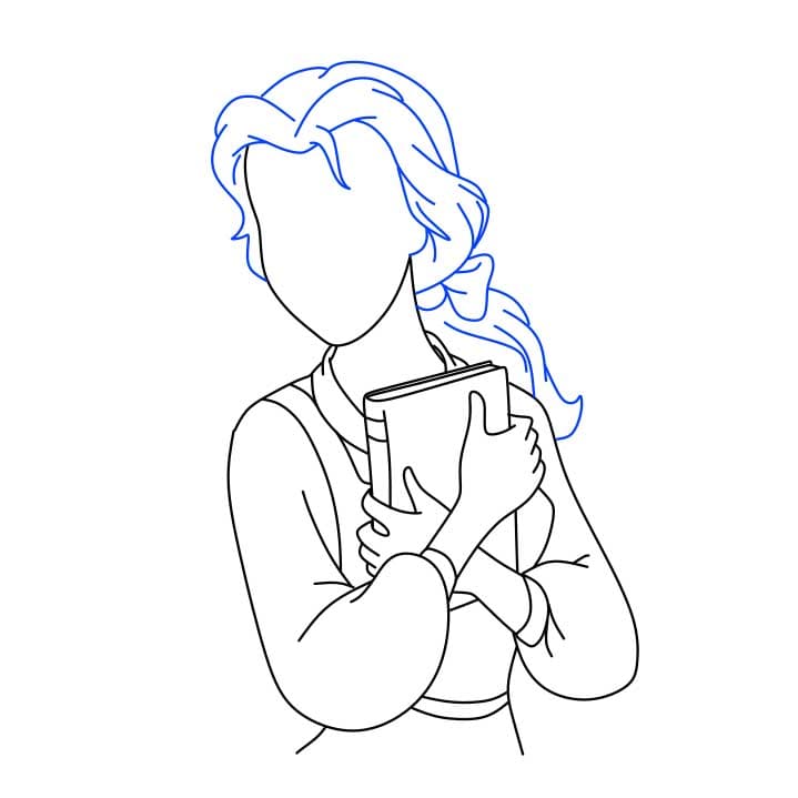 Hướng dẫn vẽ dễ dàng : công chúa Belle đang cầm cuốn sách - Bước 6