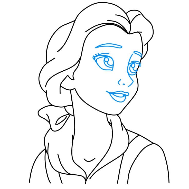 Hướng dẫn cách vẽ công chúa Belle đơn giản - Bước 4