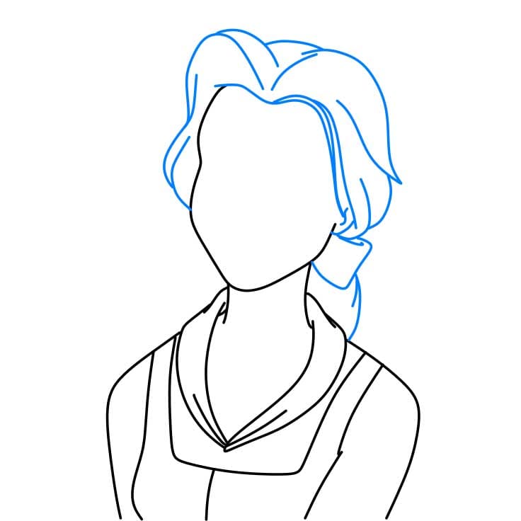 Hướng dẫn cách vẽ công chúa Belle chi tiết từng bước cho bé - Bước 4