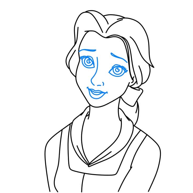 Hướng dẫn cách vẽ công chúa Belle chi tiết từng bước cho bé - Bước 5