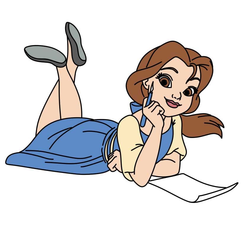 Hướng dẫn vẽ công chúa Belle đơn giản dễ thương
