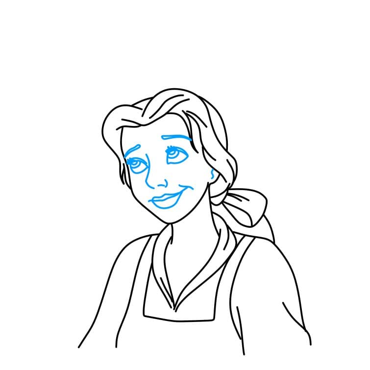 Hướng dẫn vẽ công chúa Belle xinh đẹp cho bé - Bước 4