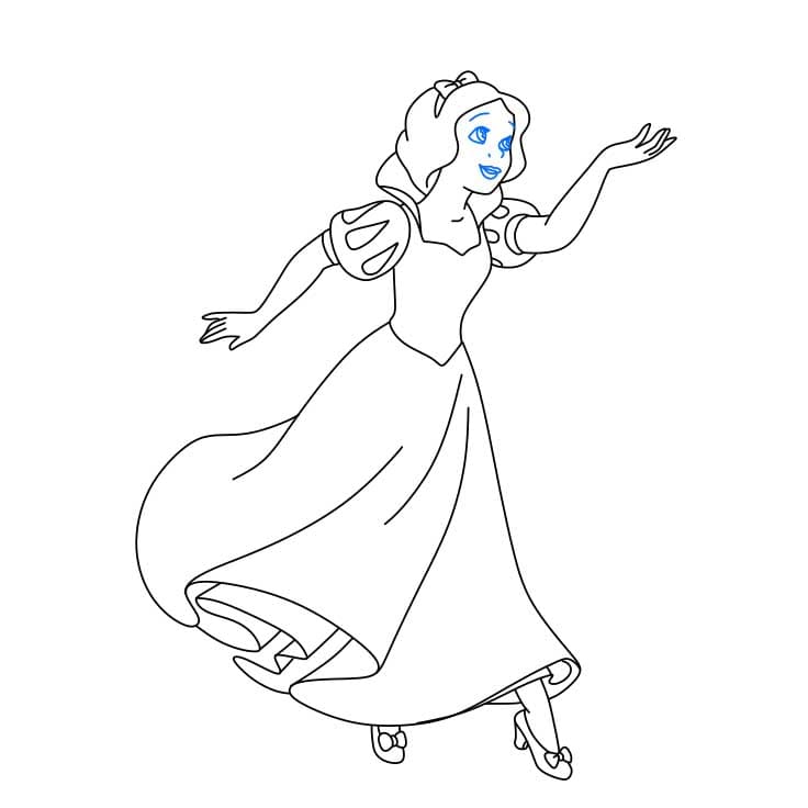 Hướng dẫn cách vẽ công chúa bạch tuyết đơn giản - Bước 6