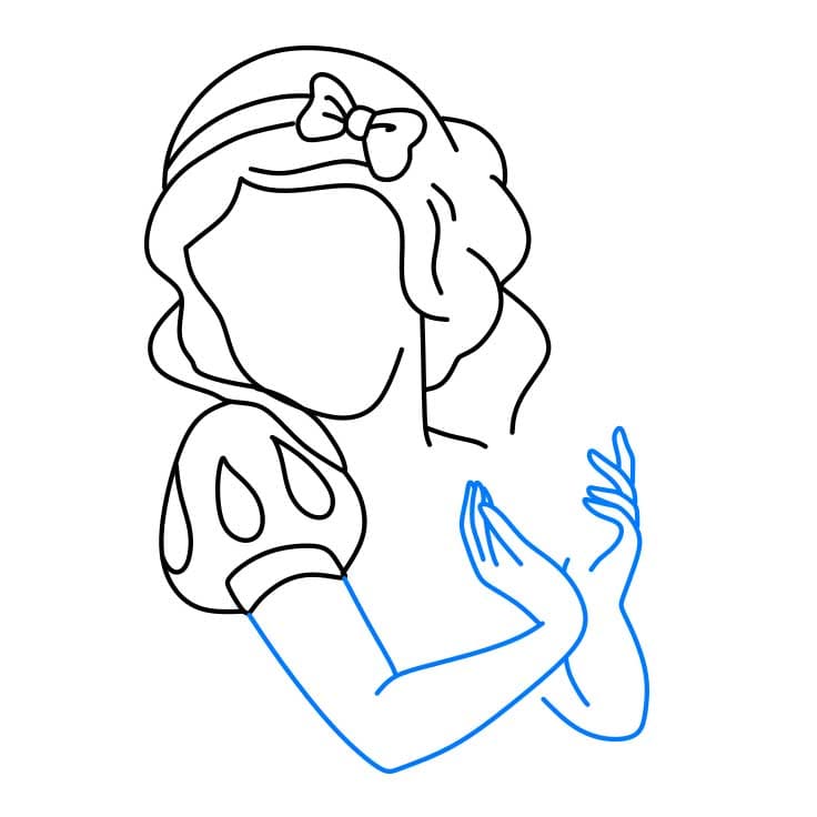 Hướng dẫn cách vẽ công chúa bạch tuyết chi tiết từng bước cho bé - Bước 4