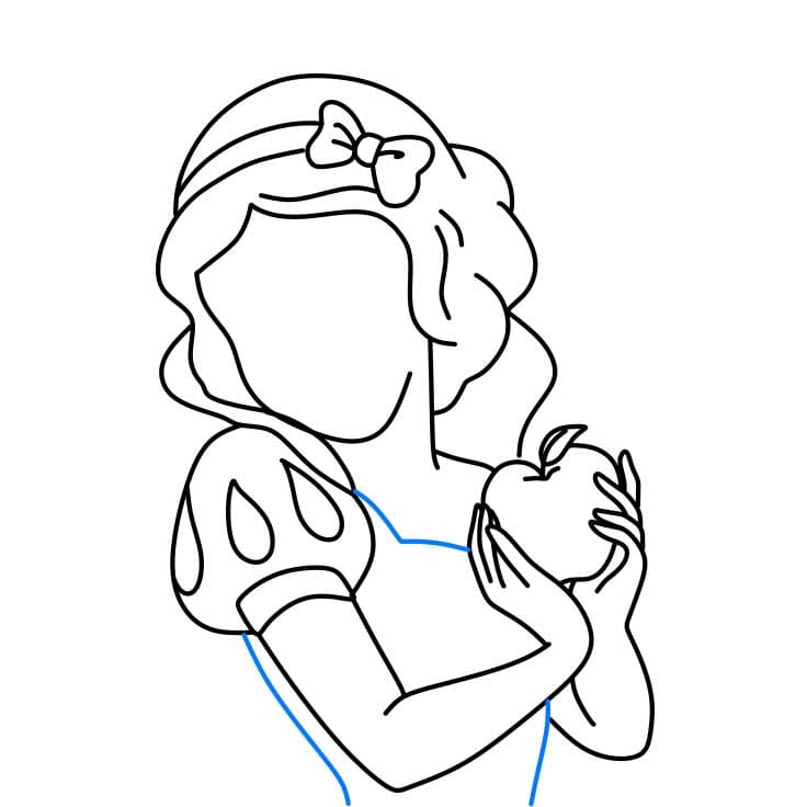 Hướng dẫn cách vẽ công chúa bạch tuyết chi tiết từng bước cho bé - Bước 5