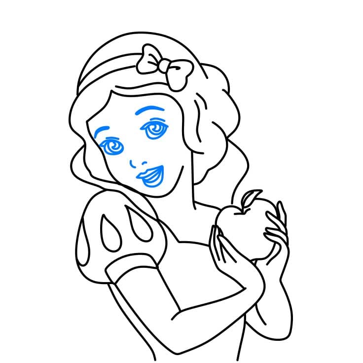 Hướng dẫn cách vẽ công chúa bạch tuyết chi tiết từng bước cho bé - Bước 6