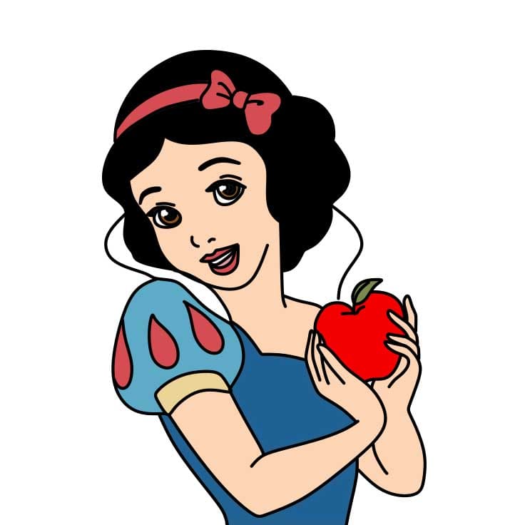 Hướng dẫn cách vẽ công chúa bạch tuyết chi tiết từng bước cho bé - Bước 7