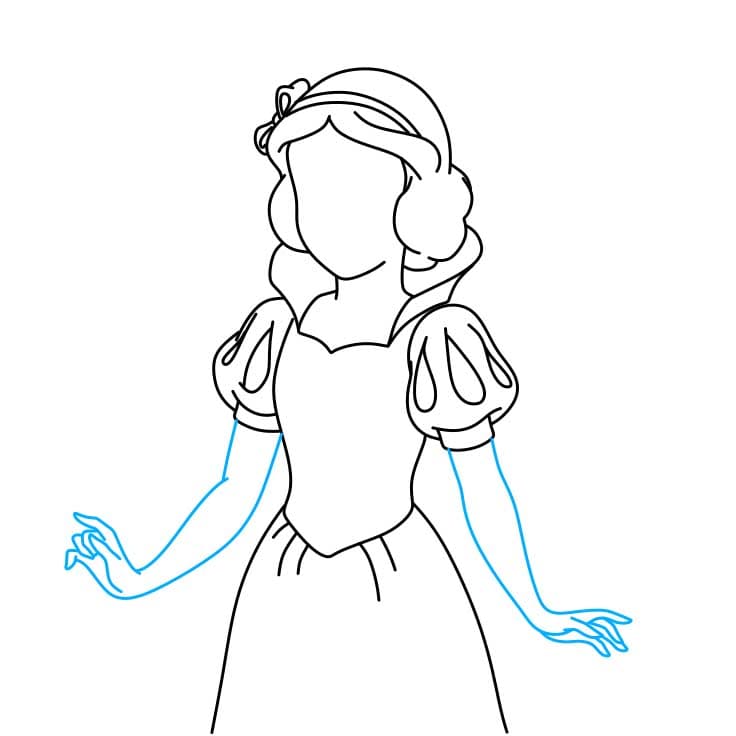 Hướng dẫn vẽ công chúa bạch tuyết xinh đẹp và đáng yêu - Bước 5