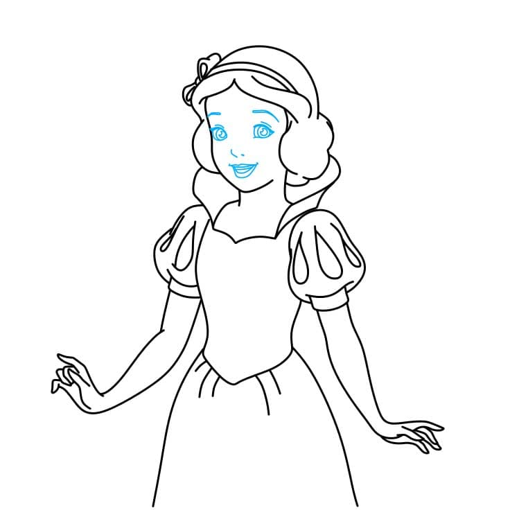 Hướng dẫn vẽ công chúa bạch tuyết xinh đẹp và đáng yêu - Bước 6