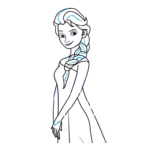 Hướng dẫn cách vẽ công chúa Elsa đơn giản và dễ thương cho bé - Bước 6