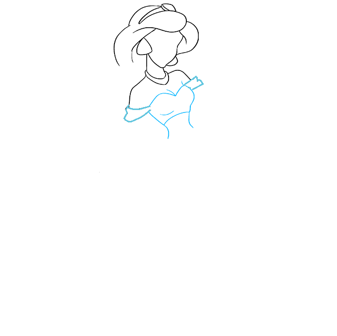 Hướng dẫn cách vẽ công chúa Jasmine đơn giản và xinh đẹp cho bé - Bước 4