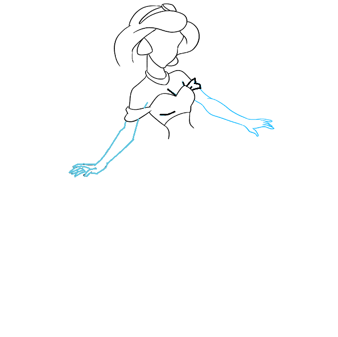 Hướng dẫn cách vẽ công chúa Jasmine đơn giản và xinh đẹp cho bé - Bước 5