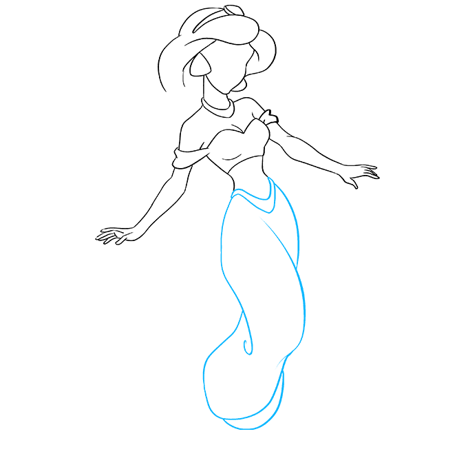 Hướng dẫn cách vẽ công chúa Jasmine đơn giản và xinh đẹp cho bé - Bước 6